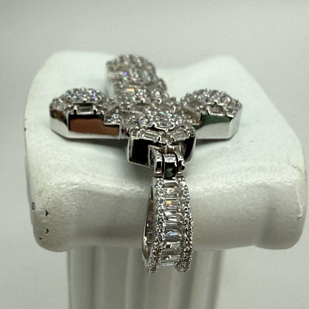Sterling Silver CZ Cross Pendant – 3” Statement Design - Picture 11 of 17